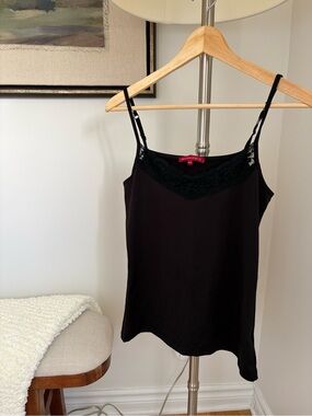 Black Lace-Trim Camisole Top